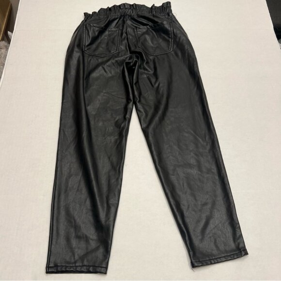 Abercrombie Kids Youth Girls Black Faux Leather Paper Bag Waist Pants Size 13/14 - Picture 5 of 5